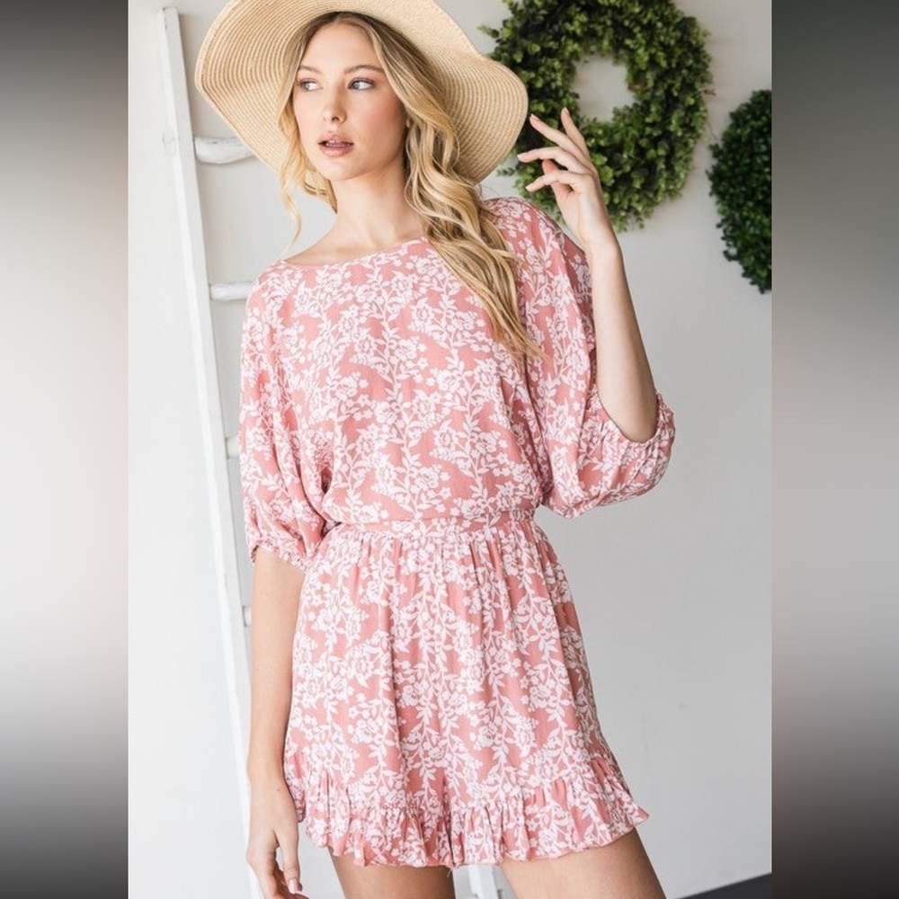 Peach floral romper